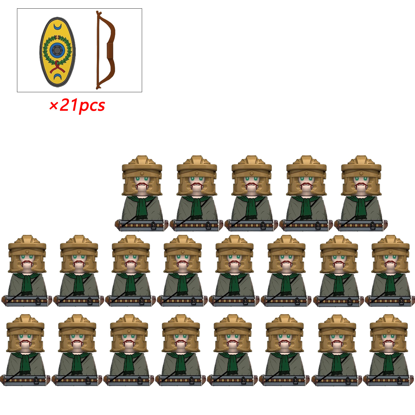Lego Minifigure Holder - 21 قطعة MOC الإبداعية القرون الوسطى